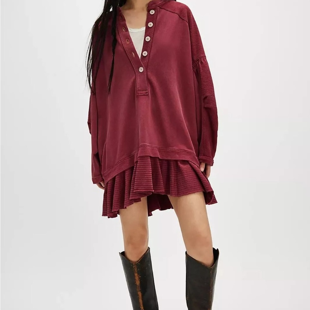 Free People Zander Mini Dress Red Bark NEVER WORN